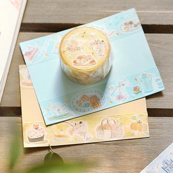 BGM Washi Tape 20mm Masking Tape Foil Stamping - Sunny Bakery & Tea | papermindstationery.com | 20mm Washi Tapes, BGM, Dessert, Washi Tapes