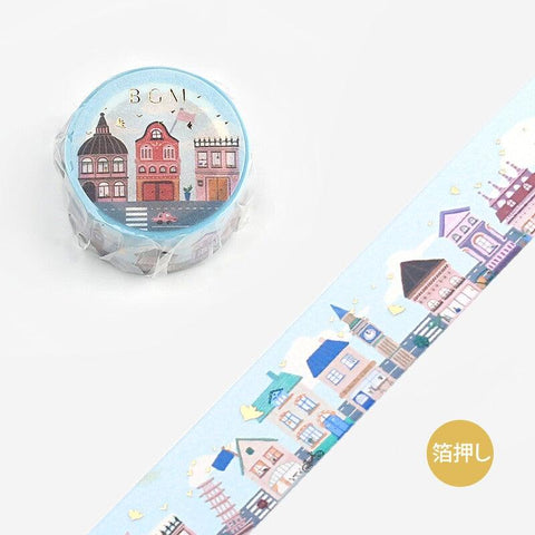 BGM Washi Tape 20mm Masking Tape Foil Stamping - Beautiful Europe Town House | papermindstationery.com | 20mm Washi Tapes, BGM, Travel, Washi Tapes