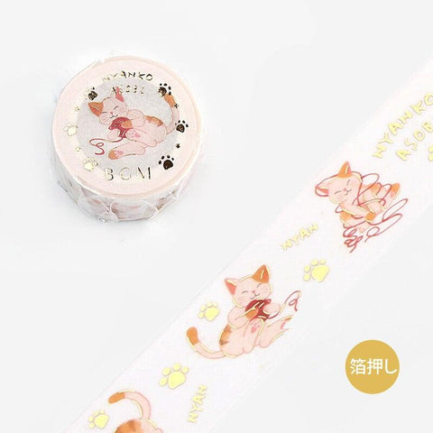 BGM Washi Tape 20mm Masking Tape Foil Stamping - Cat Playing Wool Ball | papermindstationery.com