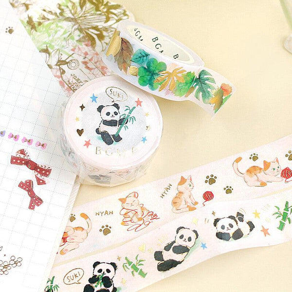 BGM Washi Tape 20mm Masking Tape Foil Stamping - Cat Playing Wool Ball | papermindstationery.com | 20mm Washi Tapes, BGM, Cat, Pet, Washi Tapes
