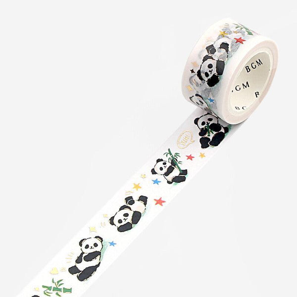 Panda Bear with Bamboo - BGM Washi Tape 20mm Masking Tape Foil Stamping | papermindstationery.com