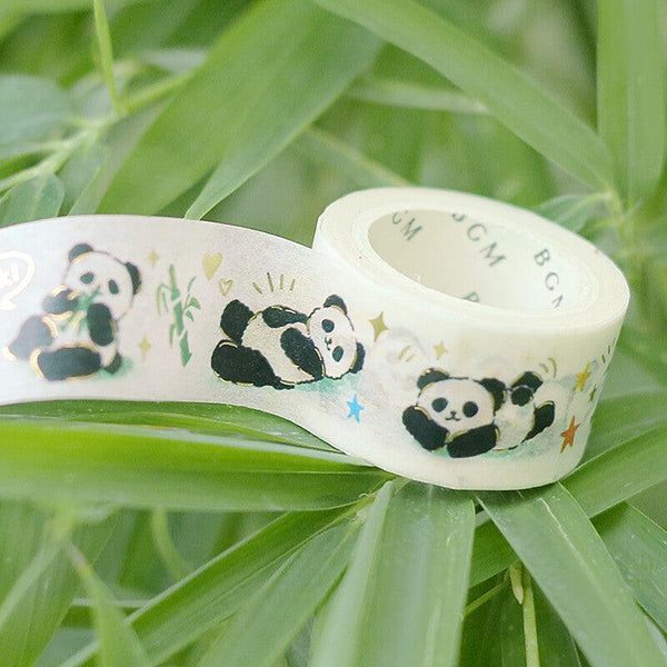 BGM Washi Tape 20mm Masking Tape Foil Stamping - Panda Bear with Bamboo | papermindstationery.com | 20mm Washi Tapes, Animal, Bear, BGM, boxing, panda, sale, Washi Tapes