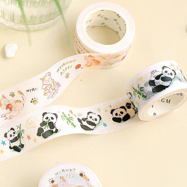 Panda Bear with Bamboo - BGM Washi Tape 20mm Masking Tape Foil Stamping | papermindstationery.com