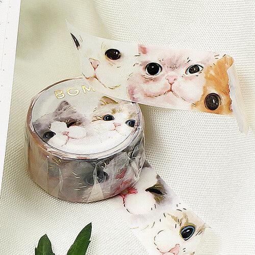 BGM Washi Tape 20mm Masking Tape Foil Stamping - Large Cat Face | papermindstationery.com