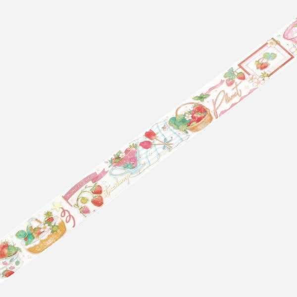 BGM Washi Tape 20mm Masking Tape Foil Stamping - Strawberry Picnic | papermindstationery.com | 20mm Washi Tapes, BGM, Dessert, Fruit, Washi Tapes