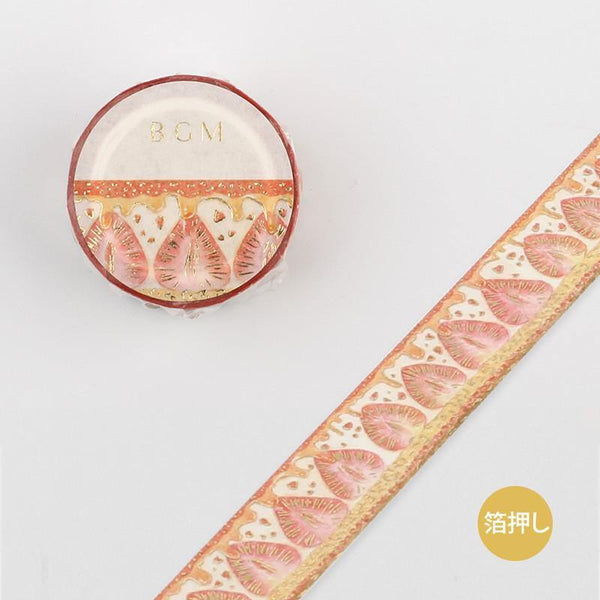 BGM Washi Tape 20mm Masking Tape Foil Stamping - Strawberry Pie | papermindstationery.com | 20mm Washi Tapes, BGM, Dessert, Washi Tapes