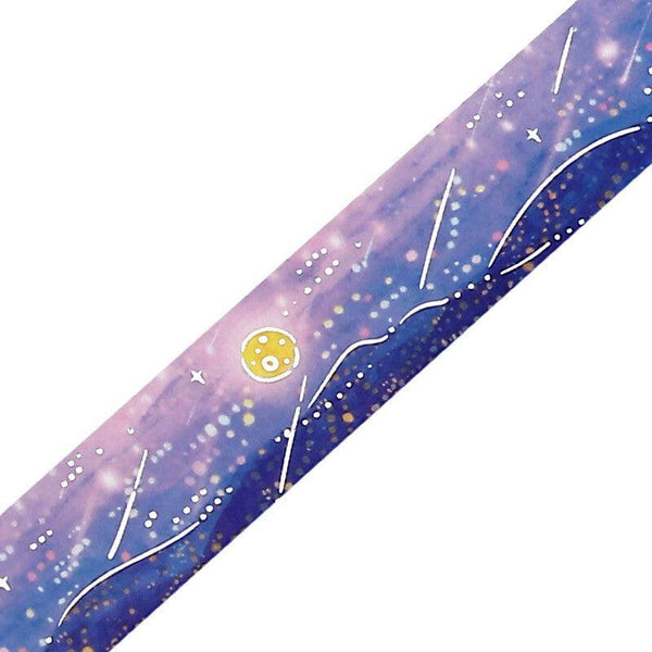 BGM Washi Tape 20mm Masking Tape Foil Stamping - Purple Night of Shooting Stars | papermindstationery.com | 20mm Washi Tapes, BGM, New Arrival