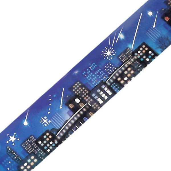 BGM Washi Tape 20mm Masking Tape Foil Stamping - Blue City Night of Shooting Stars | papermindstationery.com | 20mm Washi Tapes, BGM, New Arrival