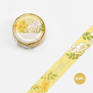 BGM Washi Tape 15mm Foil Stamping - Flower Blossom Sunshine Yellow | papermindstationery.com | 15mm Washi Tapes, BGM, Flower, Washi Tapes