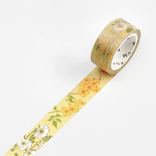 BGM Washi Tape 15mm Foil Stamping - Flower Blossom Sunshine Yellow | papermindstationery.com | 15mm Washi Tapes, BGM, Flower, Washi Tapes