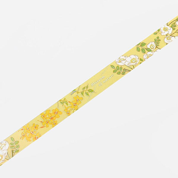 BGM Washi Tape 15mm Foil Stamping - Flower Blossom Sunshine Yellow | papermindstationery.com | 15mm Washi Tapes, BGM, Flower, Washi Tapes