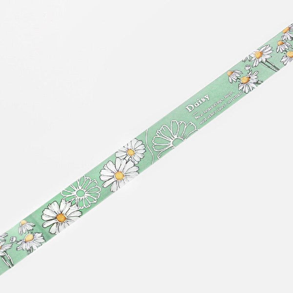 BGM Washi Tape 15mm Foil Stamping - Flower Blossom Daisy Light Green | papermindstationery.com | 15mm Washi Tapes, BGM, Flower, Washi Tapes
