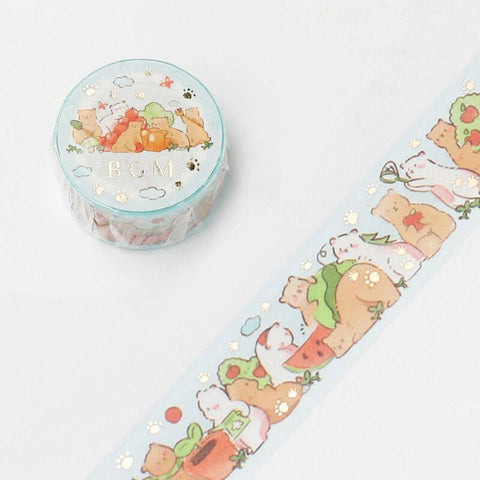 BGM Washi Tape 20mm Masking Tape Foil Stamping - Animal Party Bear & Forest | papermindstationery.com | 20mm Washi Tapes, Animal, Bear, BGM, Washi Tapes