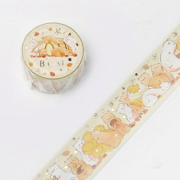 BGM Washi Tape 20mm Masking Tape Foil Stamping - Animal Party Bear & Honey | papermindstationery.com