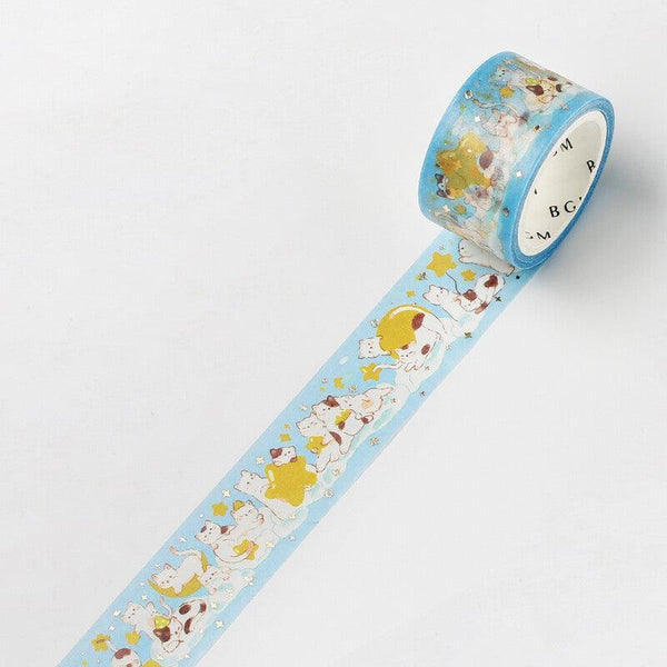 BGM Washi Tape 20mm Masking Tape Foil Stamping - Animal Party Cat & Star | papermindstationery.com