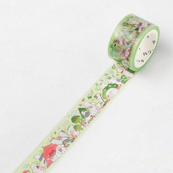 BGM Washi Tape 20mm Masking Tape Foil Stamping - Animal Party Cat & Camp | papermindstationery.com | 20mm Washi Tapes, BGM, Cat, Pet, Washi Tapes