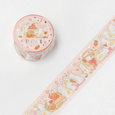 BGM Washi Tape 20mm Masking Tape Foil Stamping - Animal Party Rabbit & Picnic | papermindstationery.com | 20mm Washi Tapes, Animal, BGM, Rabbit, Washi Tapes