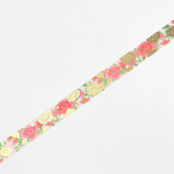BGM Washi Tape 20mm Foil Stamping - Flower Melody Rose | papermindstationery.com | 20mm Washi Tapes, BGM, Flower, Washi Tapes