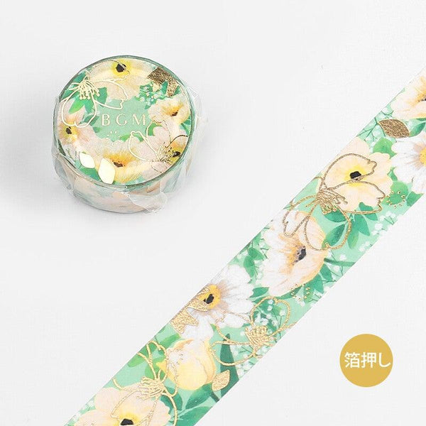 BGM Washi Tape 20mm Foil Stamping - Flower Melody Anemone | papermindstationery.com | 20mm Washi Tapes, BGM, Flower, Washi Tapes