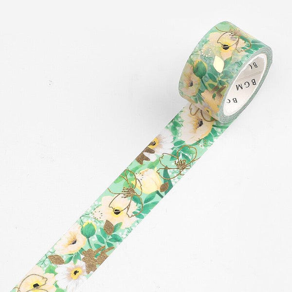BGM Washi Tape 20mm Foil Stamping - Flower Melody Anemone | papermindstationery.com | 20mm Washi Tapes, BGM, Flower, Washi Tapes