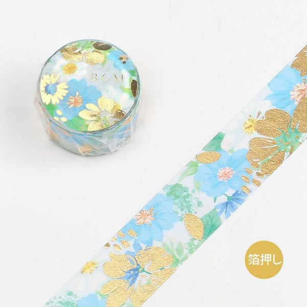 BGM Washi Tape 20mm Foil Stamping - Flower Melody American Blue Morning Glory | papermindstationery.com | 20mm Washi Tapes, BGM, Flower, Washi Tapes