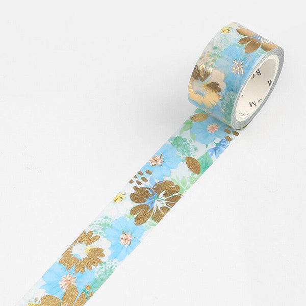 BGM Washi Tape 20mm Foil Stamping - Flower Melody American Blue Morning Glory | papermindstationery.com | 20mm Washi Tapes, BGM, Flower, Washi Tapes