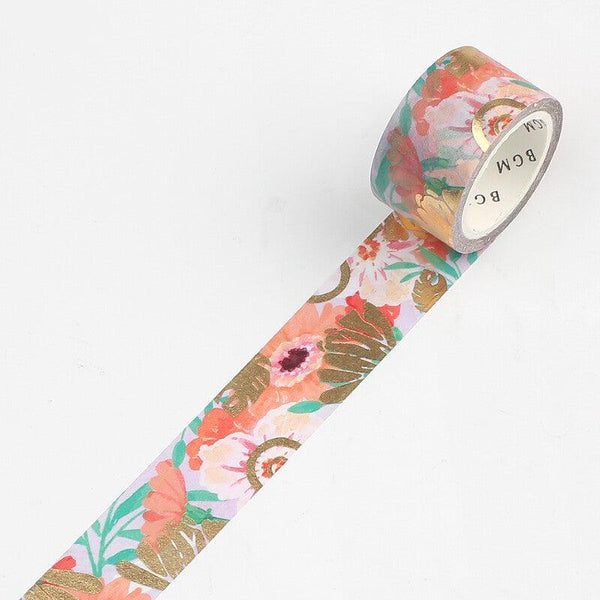 BGM Washi Tape 20mm Foil Stamping - Flower Melody Gerbera | papermindstationery.com | 20mm Washi Tapes, BGM, Flower, Washi Tapes
