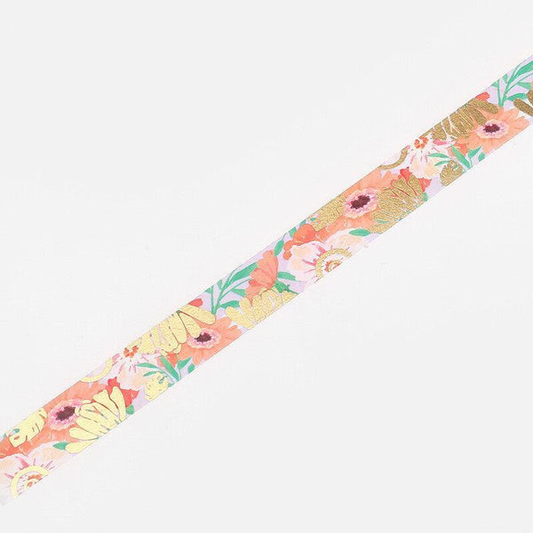 BGM Washi Tape 20mm Foil Stamping - Flower Melody Gerbera | papermindstationery.com | 20mm Washi Tapes, BGM, Flower, Washi Tapes