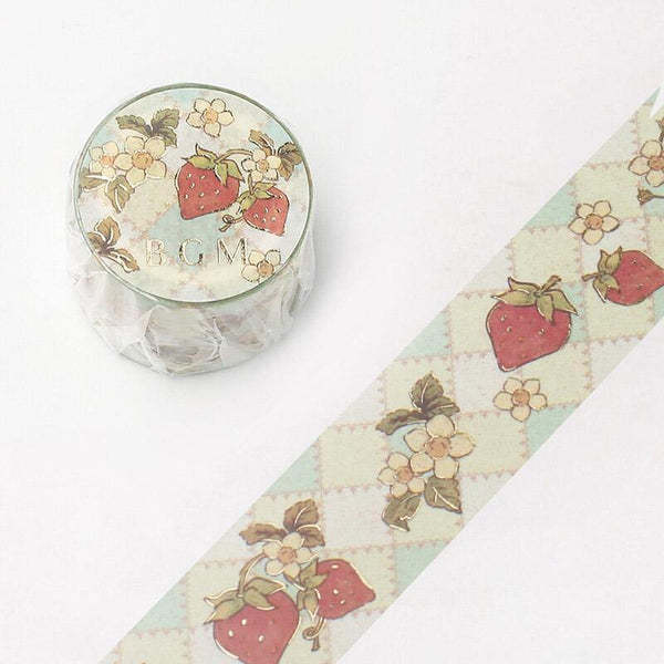 BGM Washi Tape 30mm Foil Stamping - Fairytale Strawberry | papermindstationery.com | 30mm Washi Tapes, BGM, boxing, Fruit, sale, Washi Tapes