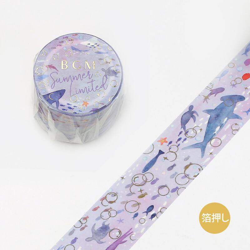 BGM Washi Tape 30mm Masking Tape Foil Stamping - Aquarium | papermindstationery.com | 30mm Washi Tapes, Animal, BGM, Fish, Washi Tapes