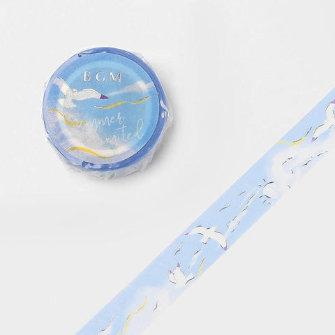 BGM Washi Tape 15mm Masking Tape Foil Stamping - Flying Seagull | papermindstationery.com | 15mm Washi Tapes, BGM, Bird, Washi Tapes