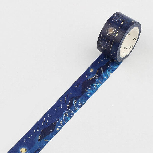 BGM Washi Tape 20mm Masking Tape Foil Stamping - Summer Night with Fireworks | papermindstationery.com | 20mm Washi Tapes, BGM, Space, Washi Tapes