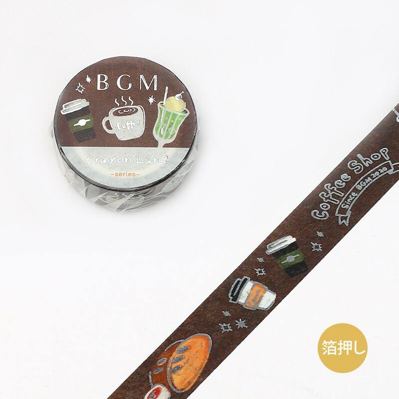 BGM Washi Tape 15mm Foil Stamping - Crayon Land Coffee | papermindstationery.com | 15mm Washi Tapes, BGM, Cafe, Washi Tapes