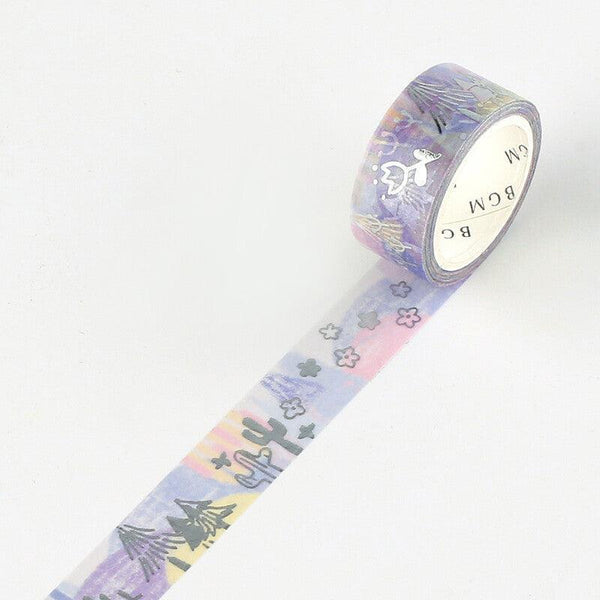 BGM Washi Tape 15mm Foil Stamping - Crayon Land Purple Forest | papermindstationery.com