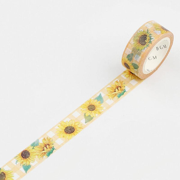 BGM Washi Tape 15mm Masking Tape - Checkered Sunflower | papermindstationery.com | 15mm Washi Tapes, BGM, Washi Tapes