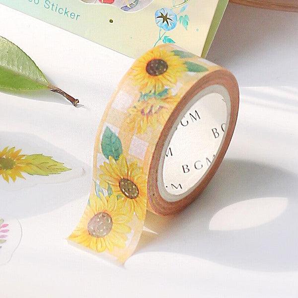 BGM Washi Tape 15mm Masking Tape - Checkered Sunflower | papermindstationery.com | 15mm Washi Tapes, BGM, Washi Tapes