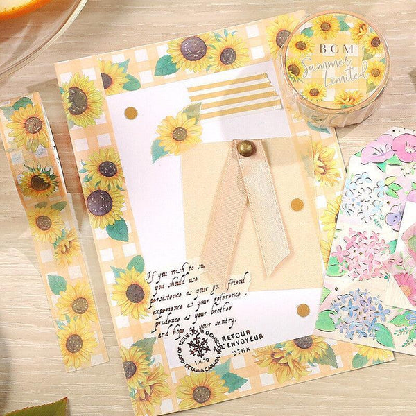 BGM Washi Tape 15mm Masking Tape - Checkered Sunflower | papermindstationery.com | 15mm Washi Tapes, BGM, Washi Tapes
