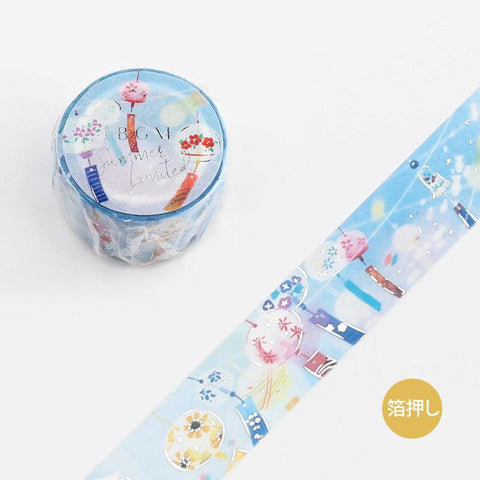 BGM Washi Tape 20mm Masking Tape Foil Stamping - Japanese Glass Wind Chime | papermindstationery.com | 20mm Washi Tapes, BGM, Flower, Washi Tapes