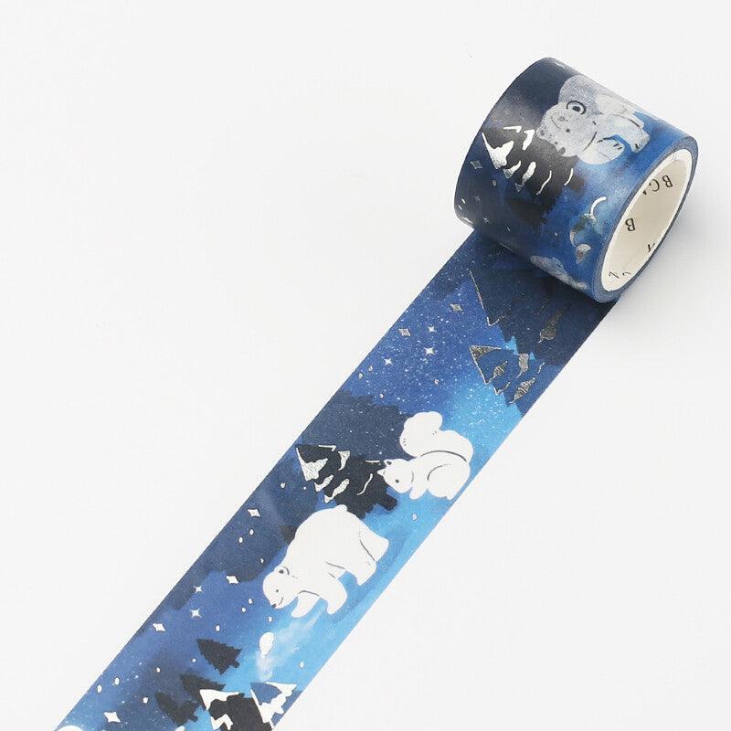 BGM Washi Tape 30mm Masking Tape Foil Stamping - Polar Bear & Snowy Night –  Papermind Stationery