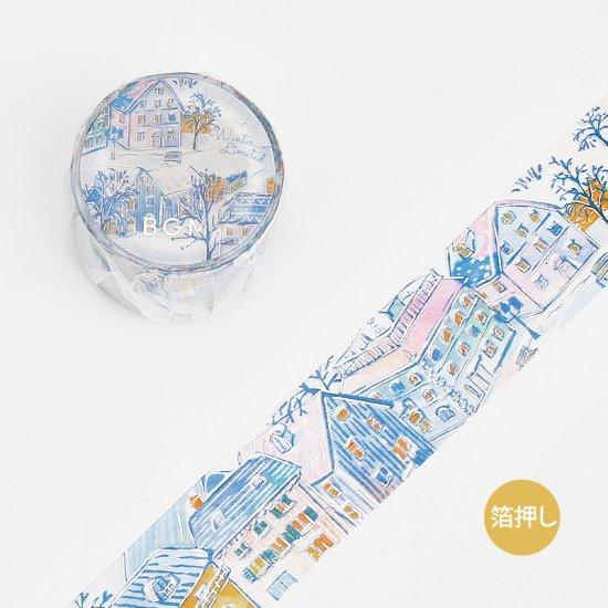 BGM Washi Tape 30mm Masking Tape Foil Stamping - Winter White City | papermindstationery.com | 30mm Washi Tapes, BGM, Christmas, Travel, Washi Tapes