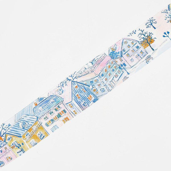 BGM Washi Tape 30mm Masking Tape Foil Stamping - Winter White City | papermindstationery.com | 30mm Washi Tapes, BGM, Christmas, Travel, Washi Tapes