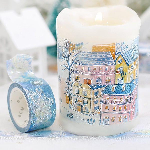 BGM Washi Tape 30mm Masking Tape Foil Stamping - Winter White City | papermindstationery.com | 30mm Washi Tapes, BGM, Christmas, Travel, Washi Tapes
