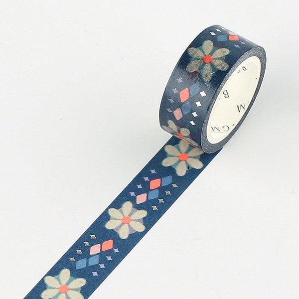 BGM Washi Tape 15mm Masking Tape Foil Stamping - Japanese Style Floral Pattern | papermindstationery.com | 15mm Washi Tapes, BGM, boxing, Flower, sale, Washi Tapes
