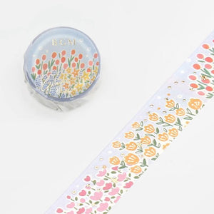 BGM Washi Tape 20mm Masking Tape Foil Stamping - Colorful Flower Garden Field | papermindstationery.com | 20mm Washi Tapes, BGM, Flower, Washi Tapes