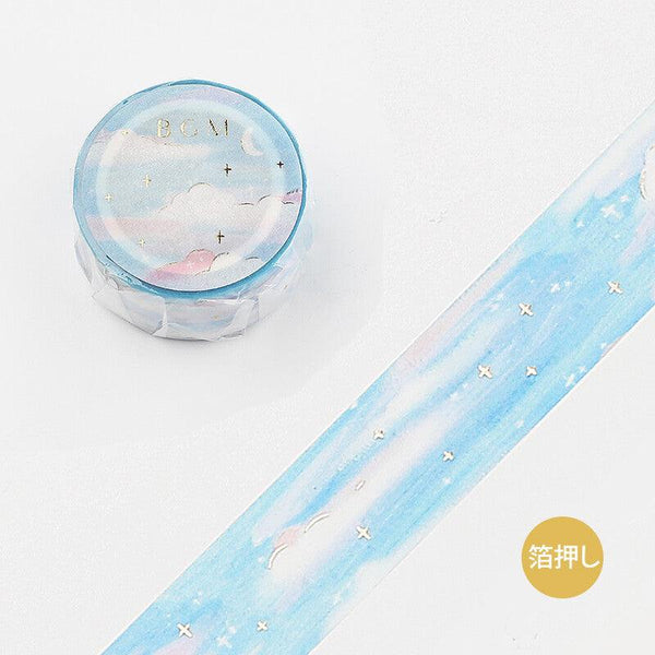 BGM Washi Tape 20mm Masking Tape Foil Stamping - Pastel Blue Sky | papermindstationery.com | 20mm Washi Tapes, BGM, Space, Washi Tapes