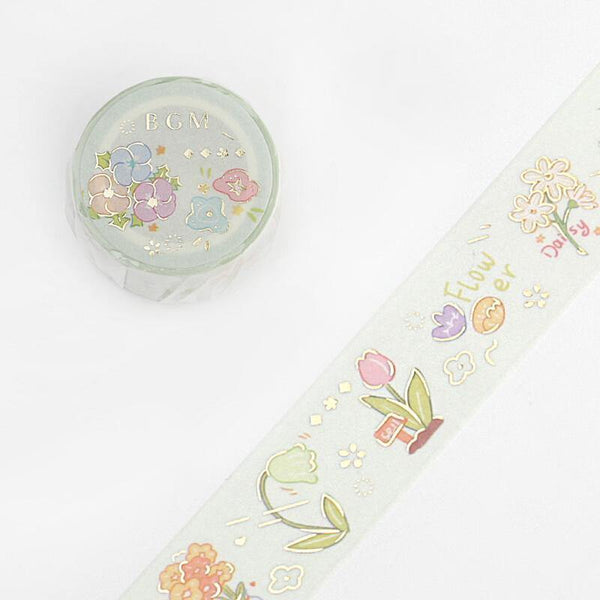 Paradise Flower - BGM Washi Tape 20mm Masking Tape Foil Stamping | papermindstationery.com