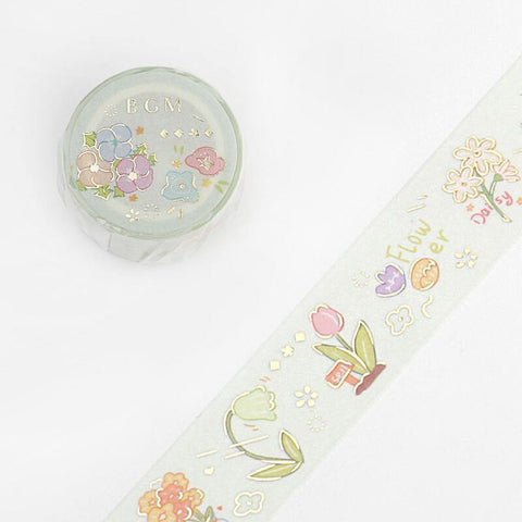 BGM Washi Tape 20mm Masking Tape Foil Stamping - Paradise Flower | papermindstationery.com | 20mm Washi Tapes, BGM, boxing, Flower, sale, Washi Tapes