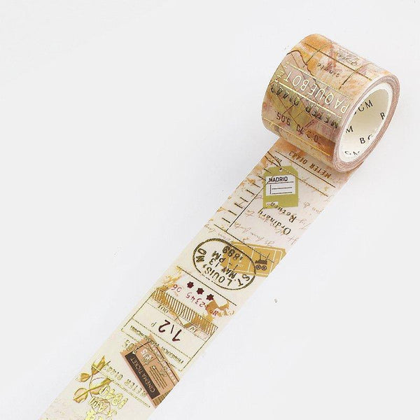 BGM Washi Tape 30mm Masking Tape Foil Stamping - Vintage Poem Ticket | papermindstationery.com | 30mm Washi Tapes, BGM, Travel, Washi Tapes