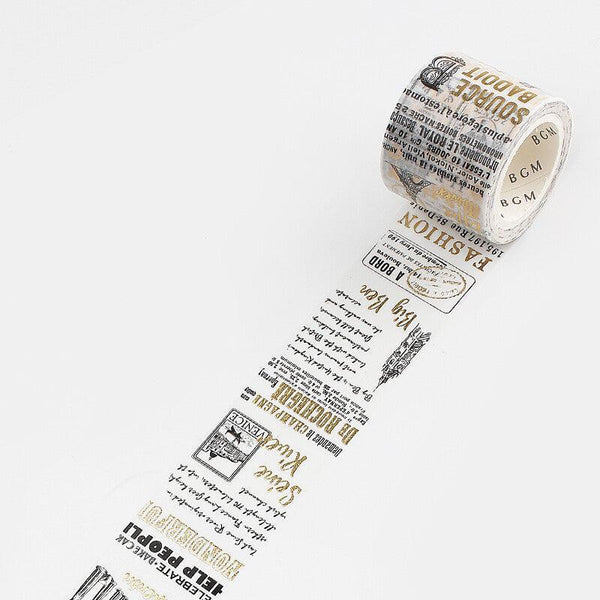 BGM Washi Tape 30mm Masking Tape Foil Stamping - Vintage Poem Typewriting | papermindstationery.com | 30mm Washi Tapes, BGM, Travel, Washi Tapes