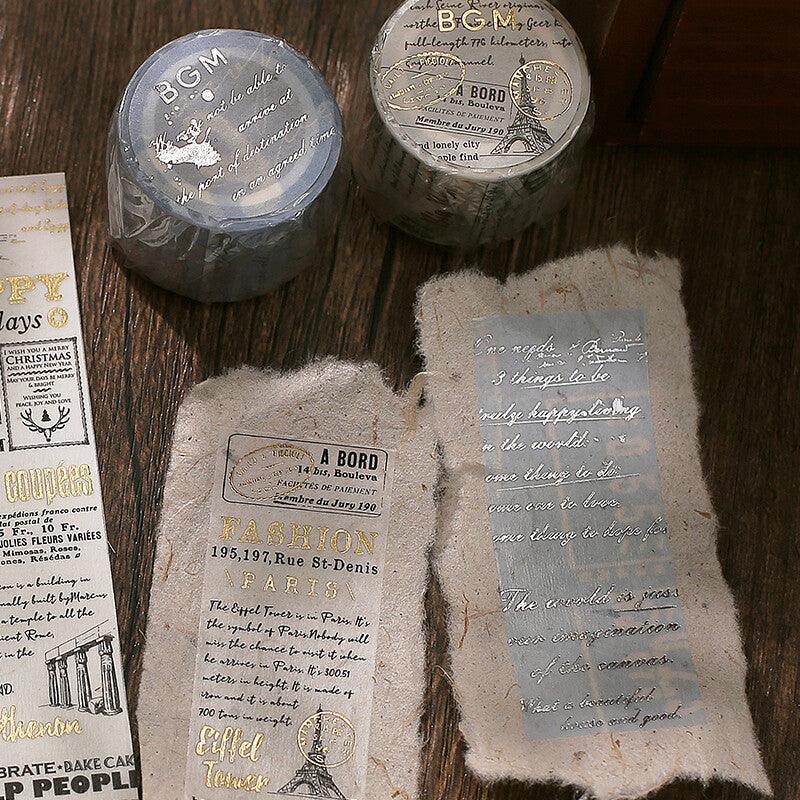 BGM Washi Tape 30mm Masking Tape Foil Stamping - Vintage Poem
